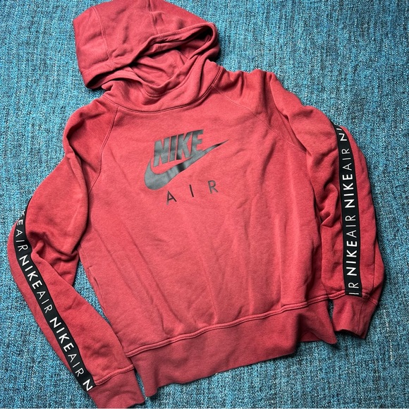 Nike Sportswear Air Hoodie Logo Strip in Maroon - Picture 2 of 8